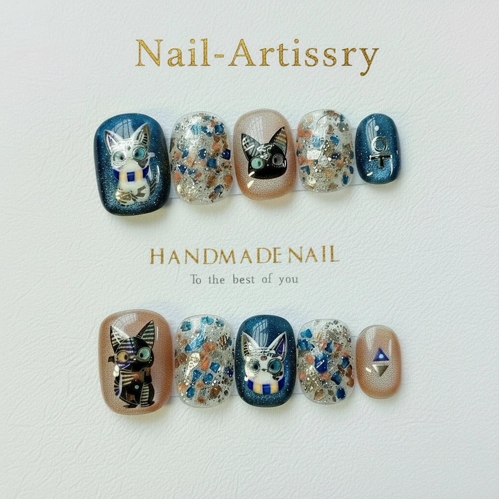 Fingernägel mit Katzenmotiv