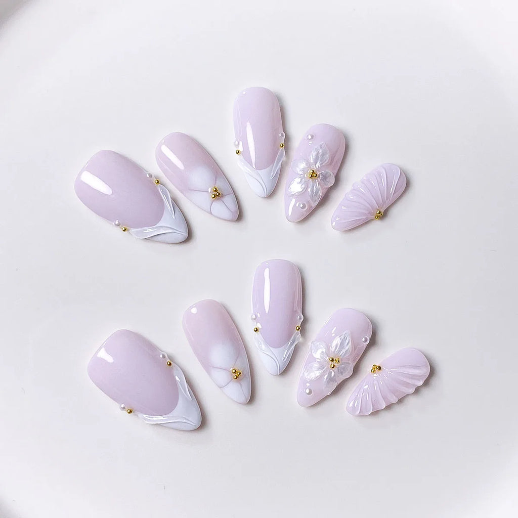 Hellrosa Handgefertigte Press-on-Nägel - 10 Stück