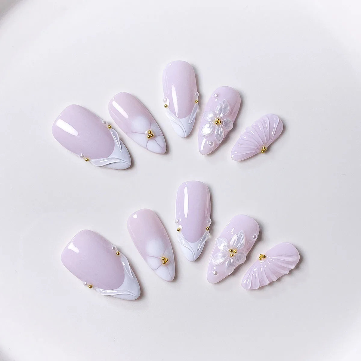 Hellrosa Handgefertigte Press-on-Nägel - 10 Stück