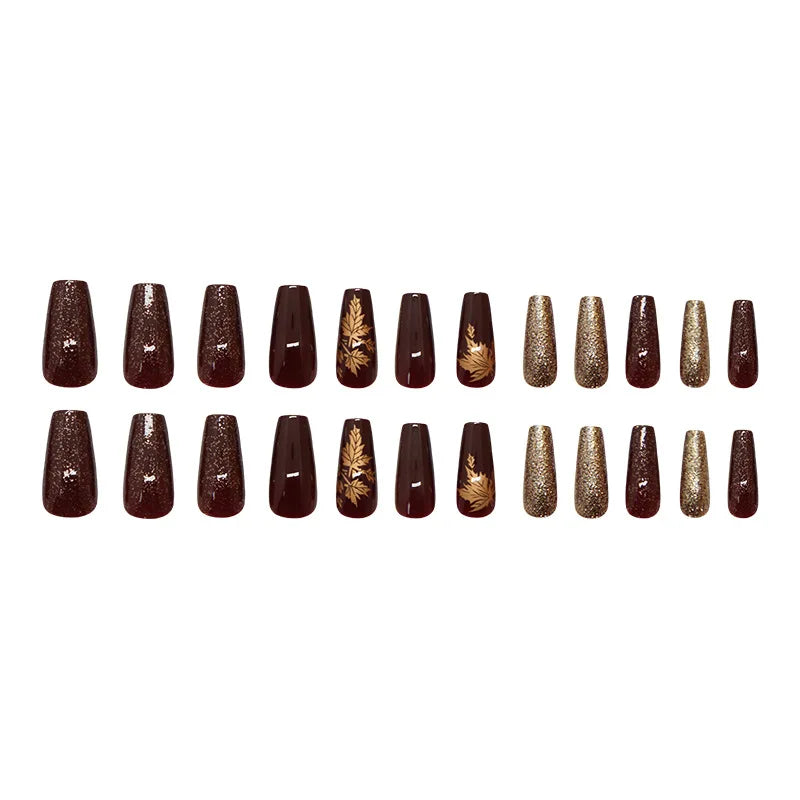 Burgundy Bloom · Square Almond - 24pcs Press-On Nails