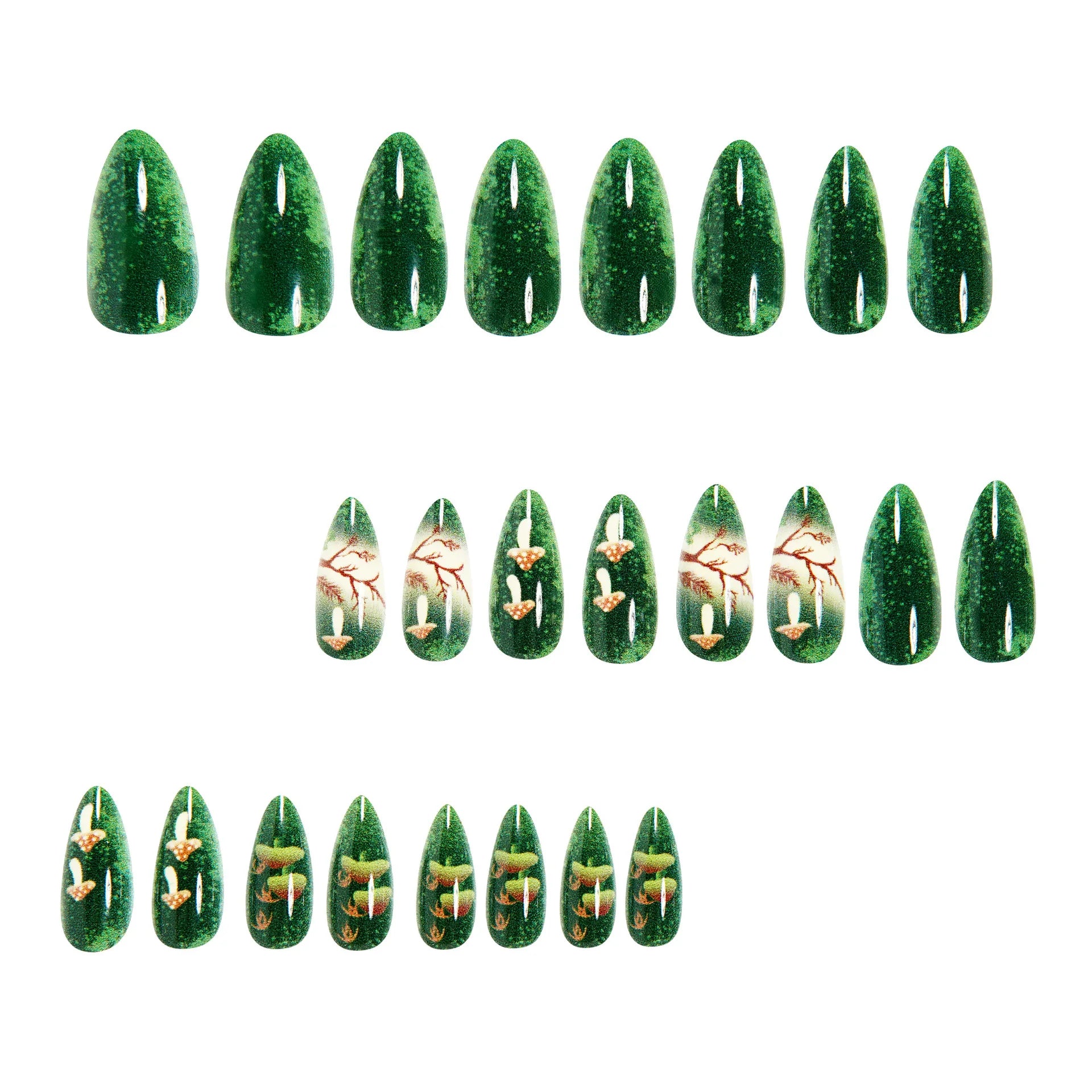 Green Floral Summer Square Almond - 24pcs Press-On Nails