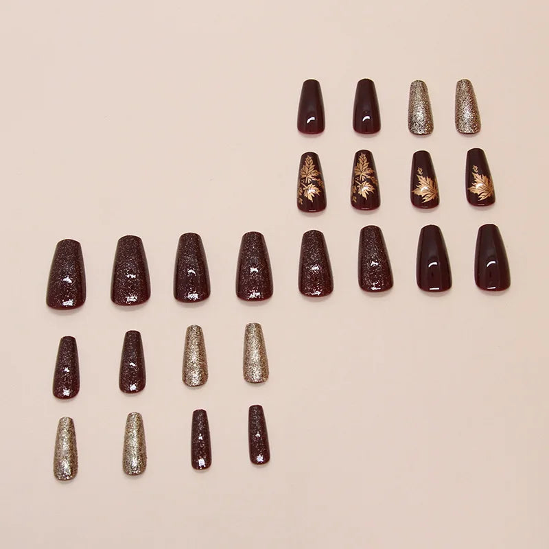Burgundy Bloom · Square Almond - 24pcs Press-On Nails