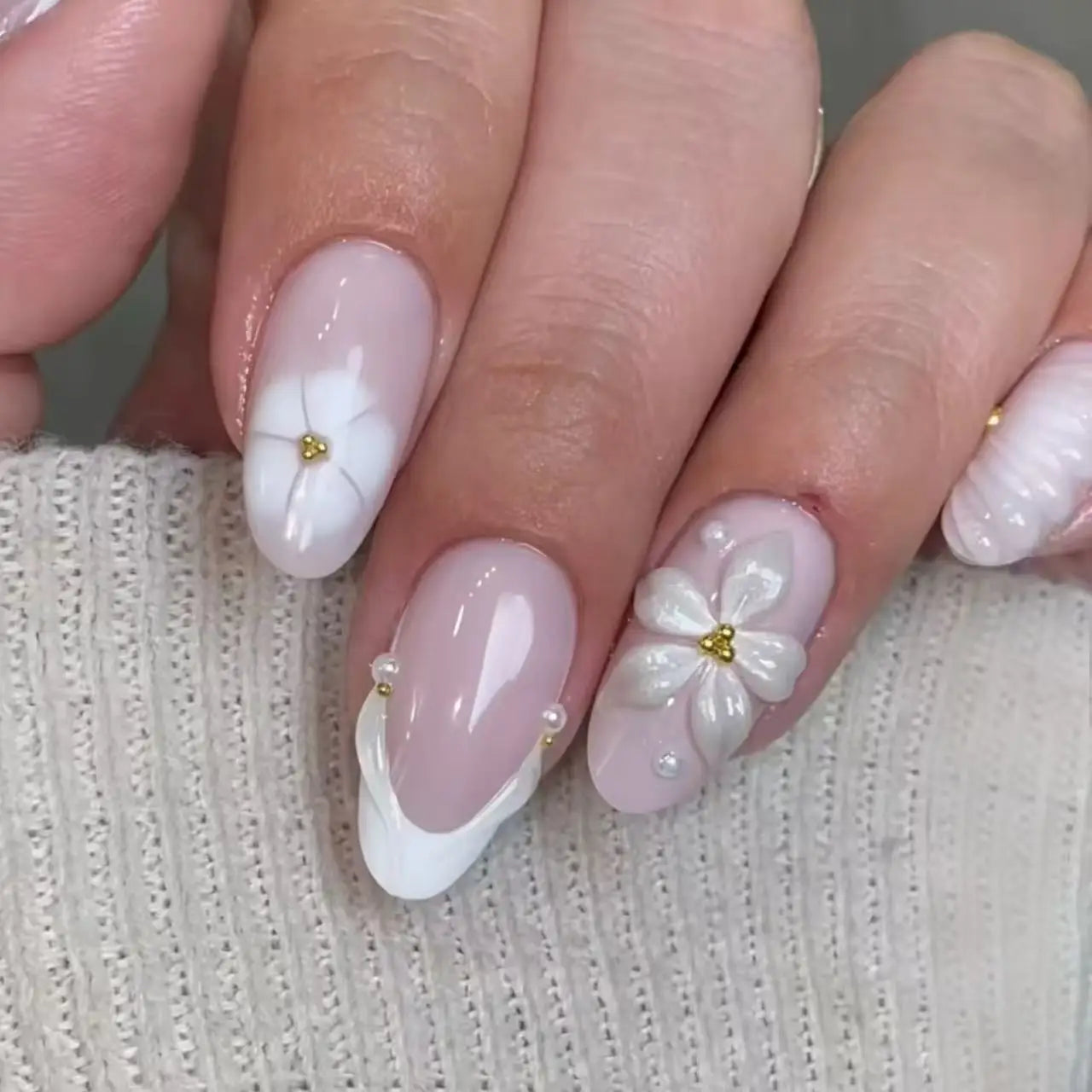 Hellrosa Handgefertigte Press-on-Nägel - 10 Stück