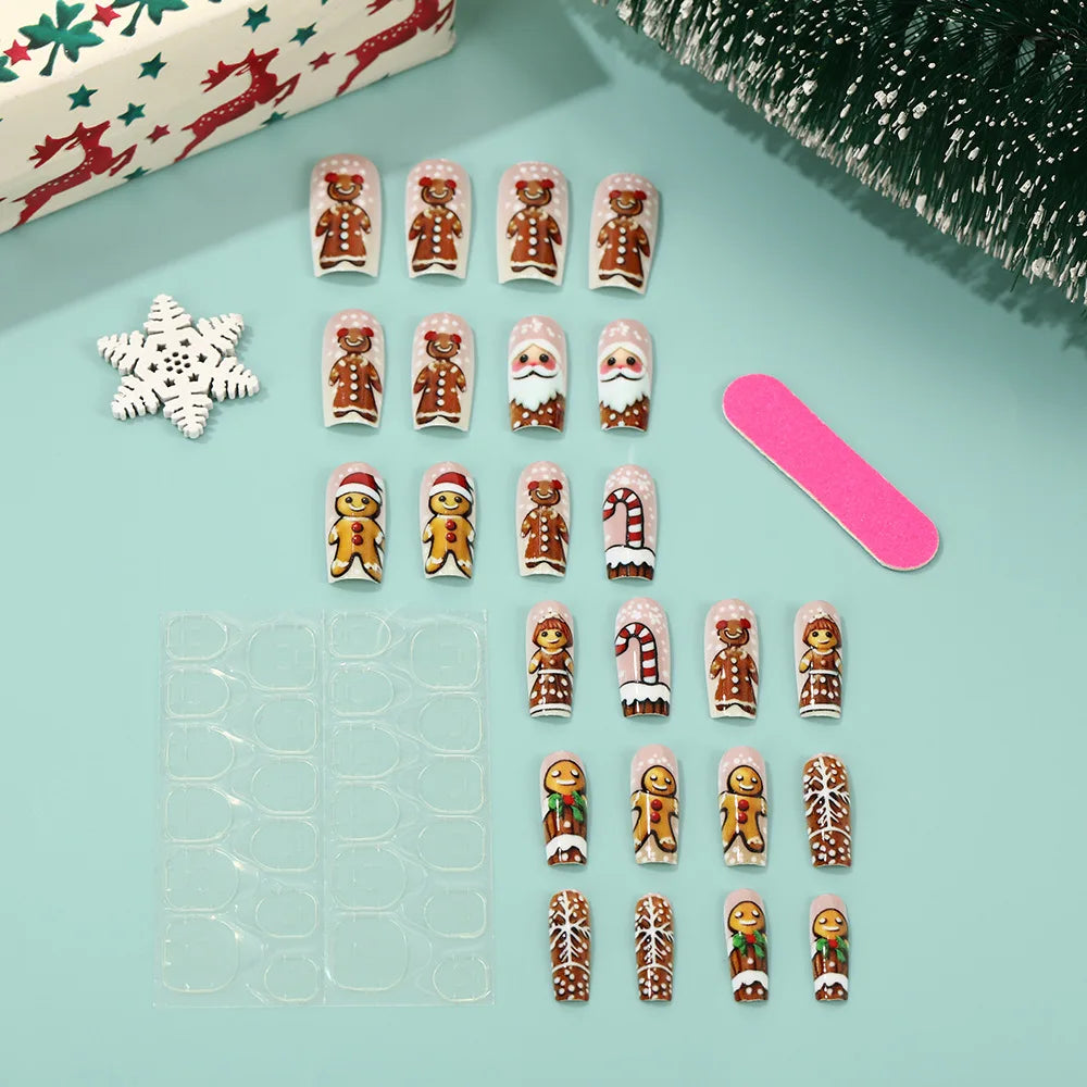 Weihnachtsnägel – Lebkuchen,  24-teiliges Press-On Set