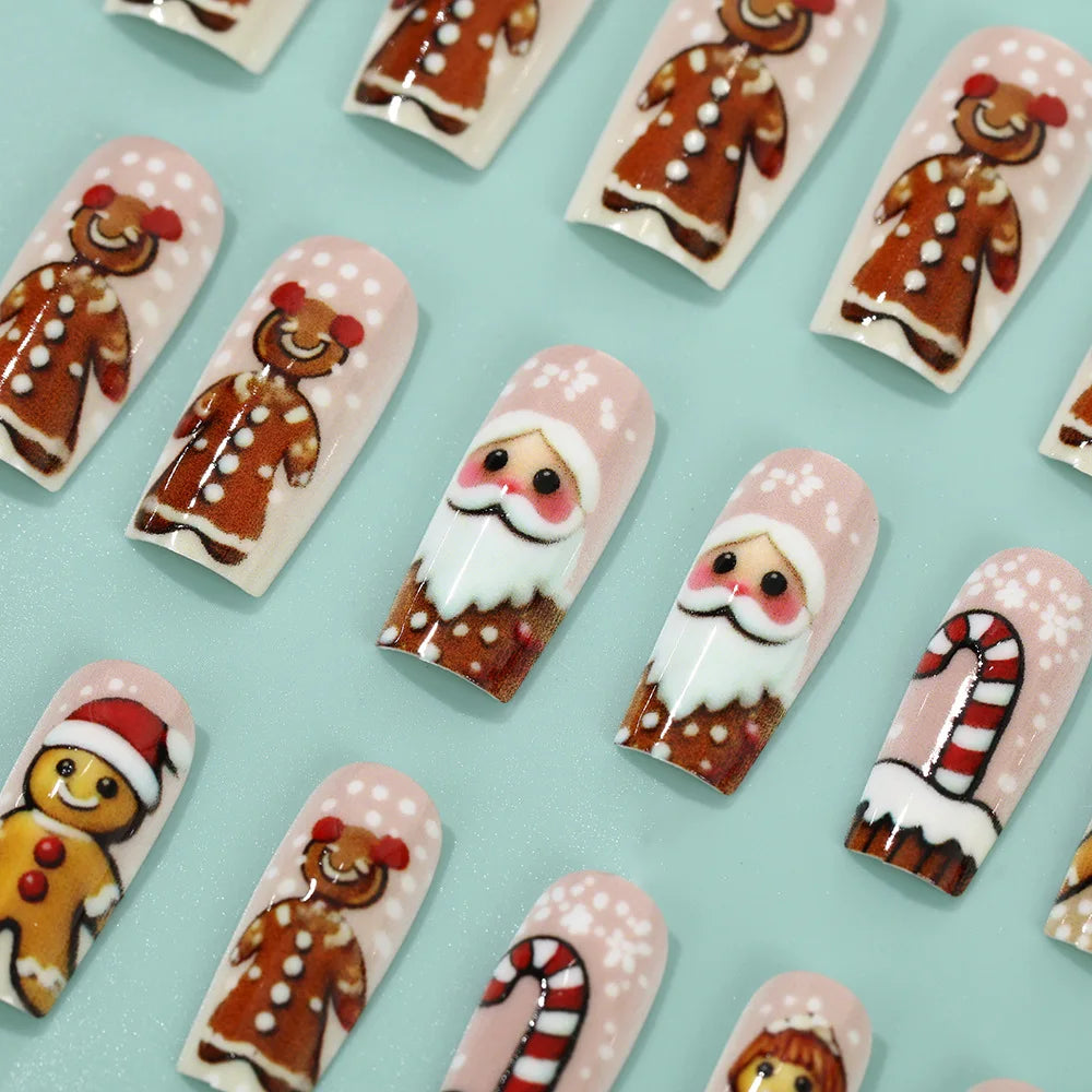 Weihnachtsnägel – Lebkuchen,  24-teiliges Press-On Set