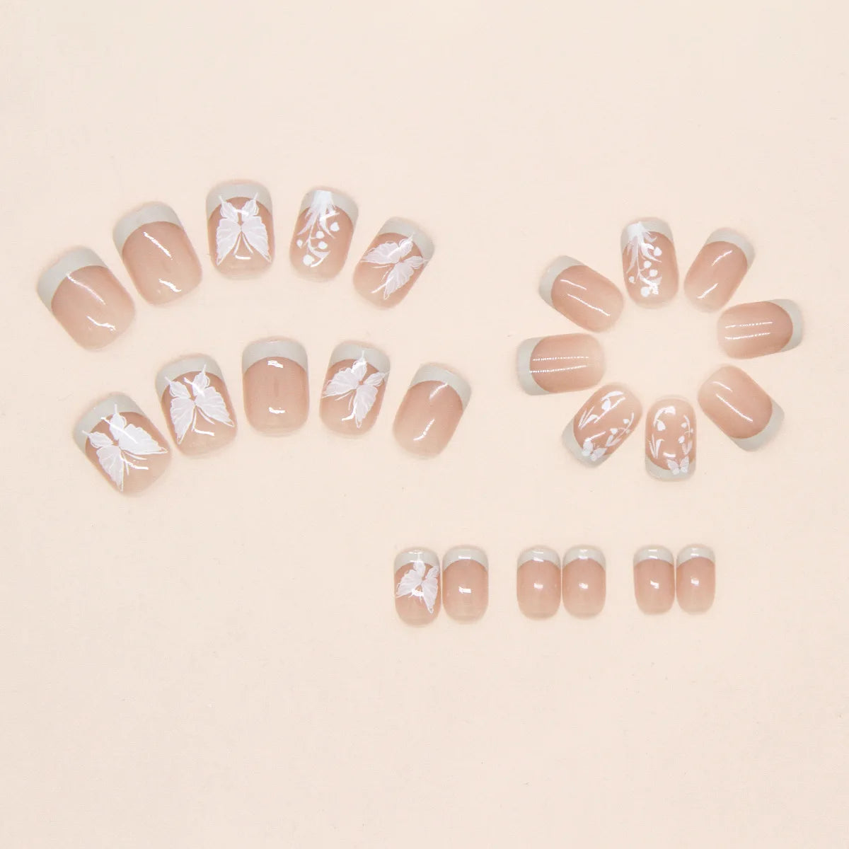 Nude Floral Elegance · Square Almond - 24pcs Press-On Nails