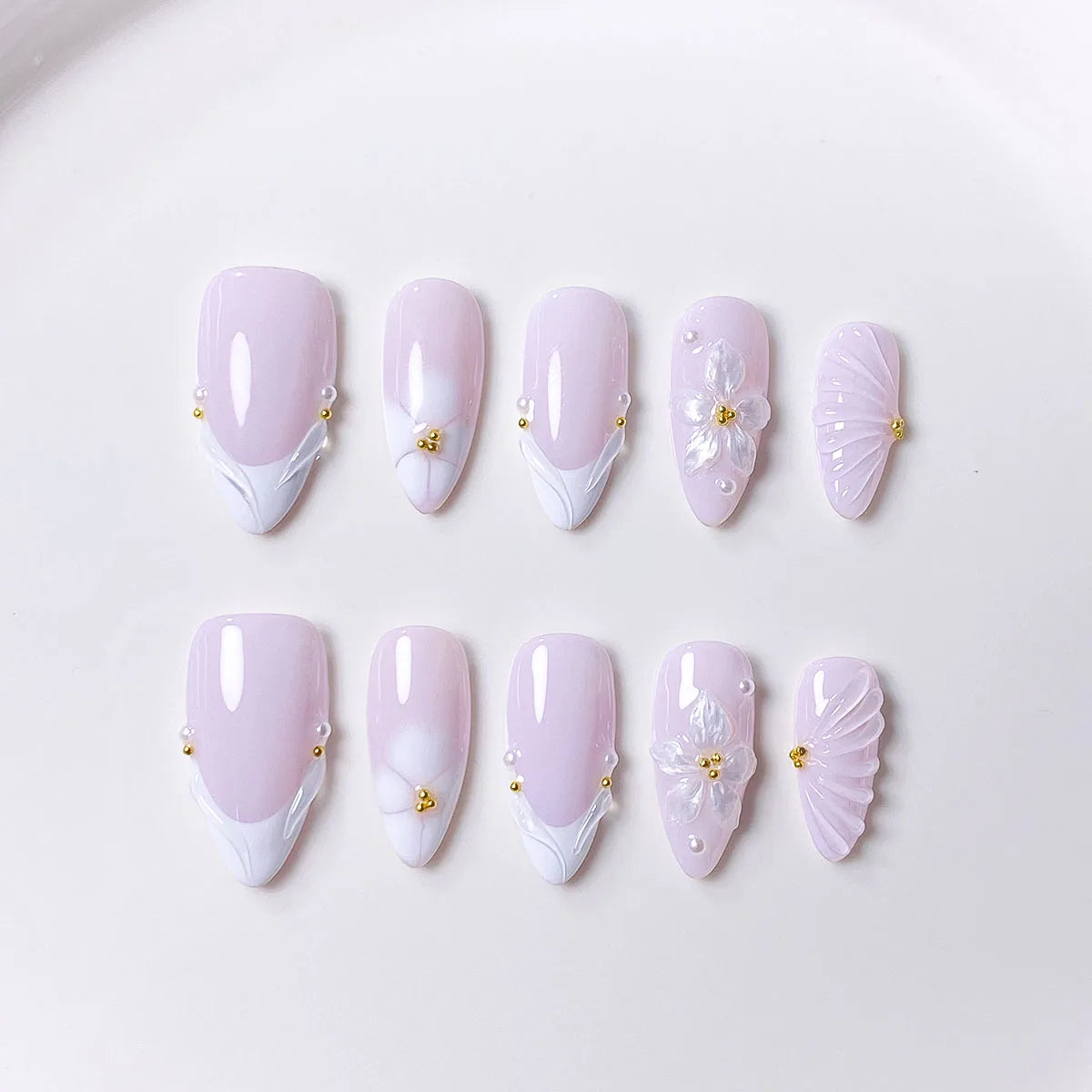 Hellrosa Handgefertigte Press-on-Nägel - 10 Stück