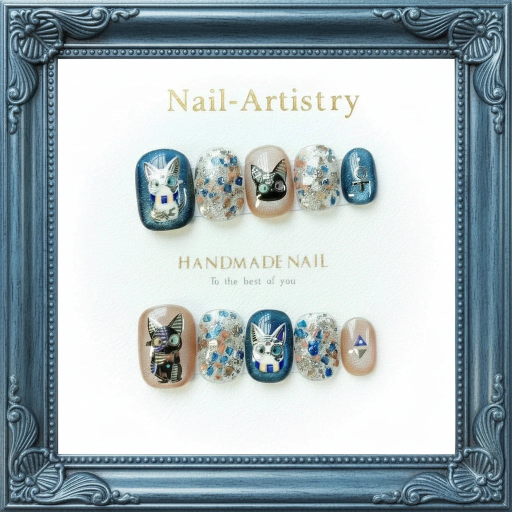 Fingernägel mit Katzenmotiv